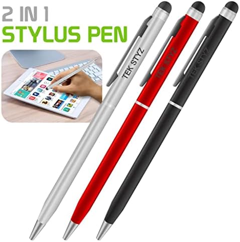 Pro Stylus Pen עבור Celkon C7060 עם דיו, דיוק גבוה, צורה רגישה במיוחד וקומפקטית למסכי מגע [3 חבילה-שחורה-אדומה-סילבר]